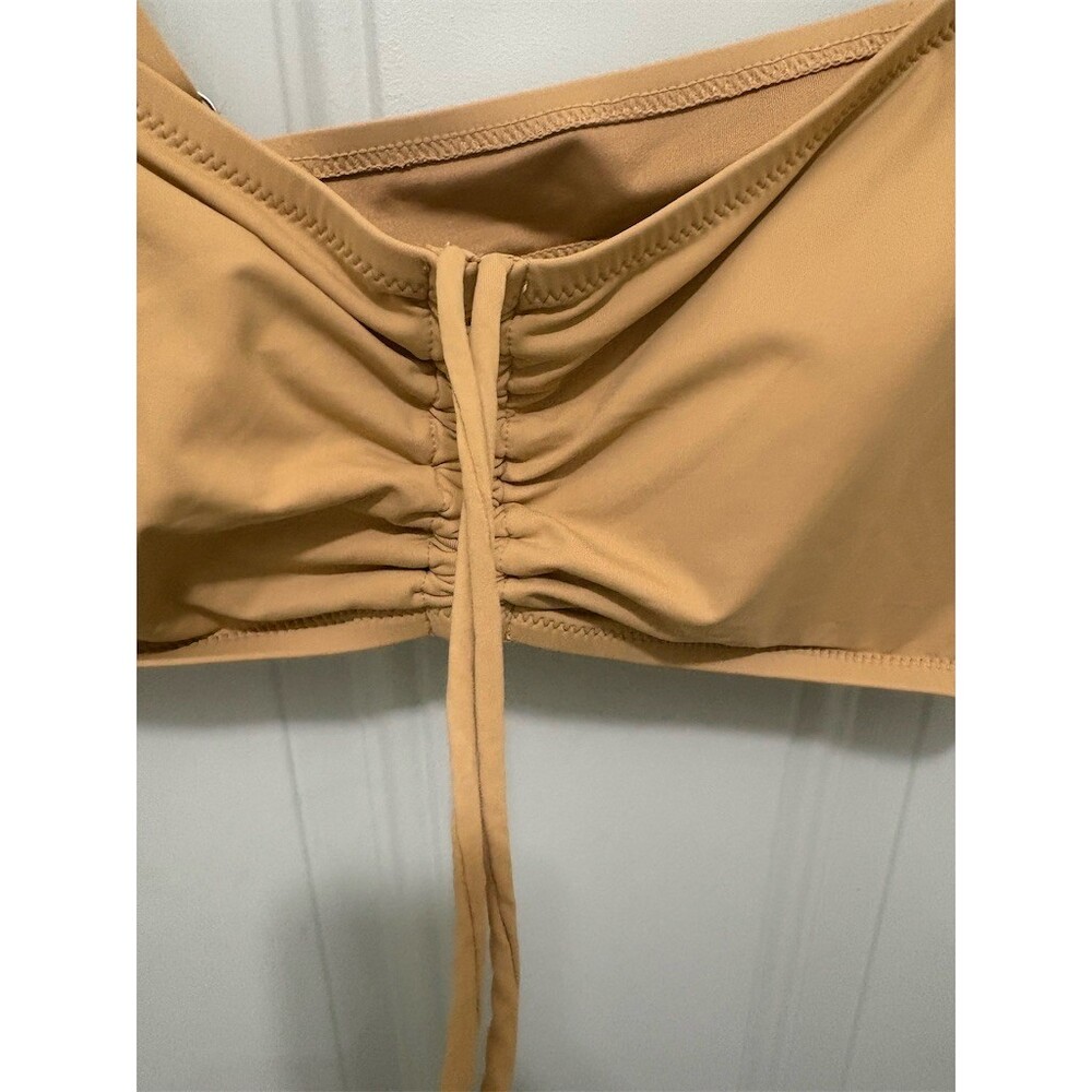 Fashion Nova Bikini Top Womens 2XL Tan Ruched Bralette Longline Swim Top - Picture 3 of 6